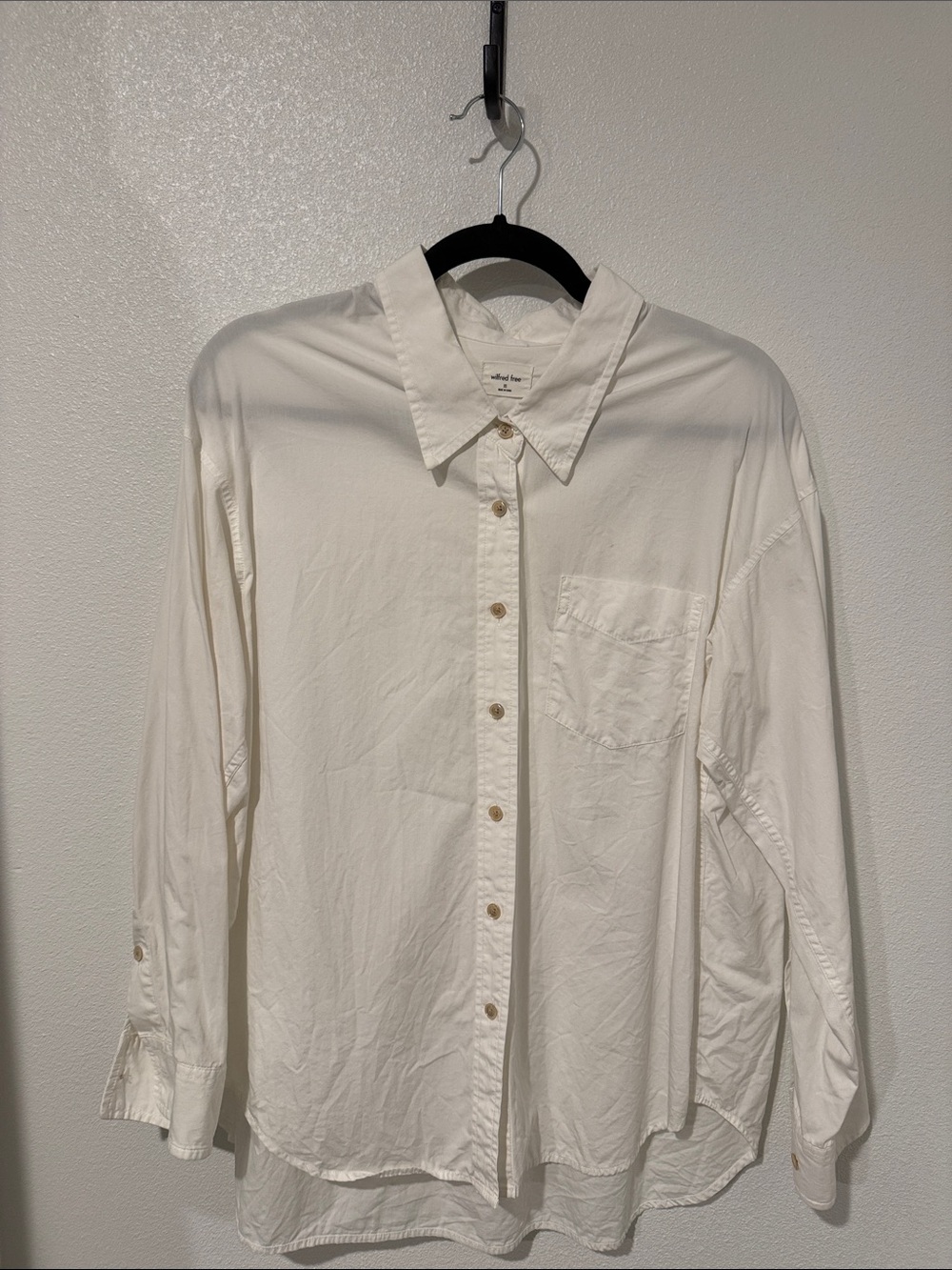 Wilfred Oversized White Long-Sleeve Button Shirt